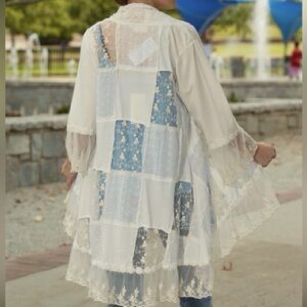 Paper Lace Patchwork Lace & Eyelet Duster Topper 100% Cotton - Picture 12 of 12